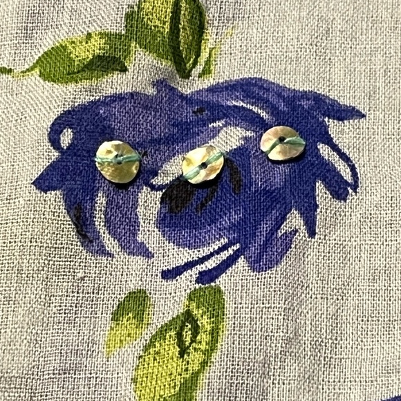 New Direction Sport Button Down Size Large Floral w/Sequins - Picture 9 of 15